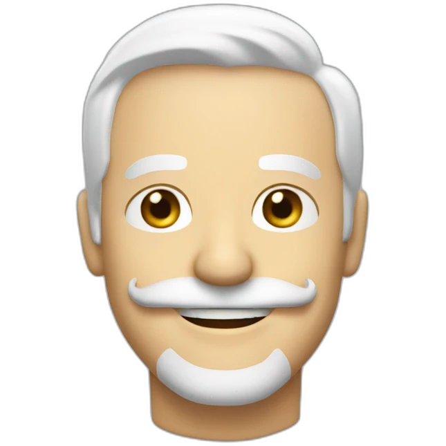 Create an emoji of a man smiling, with white hair and with a short but neat white beard and moustache emoji