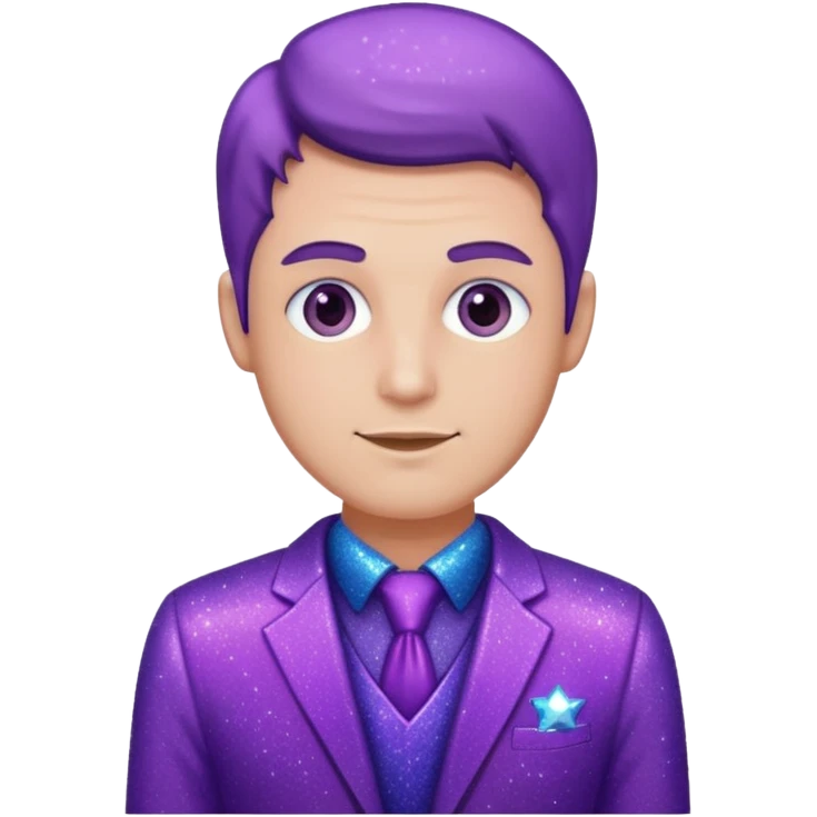 man office supervisor wearing glitter purple glittery clothes emoji