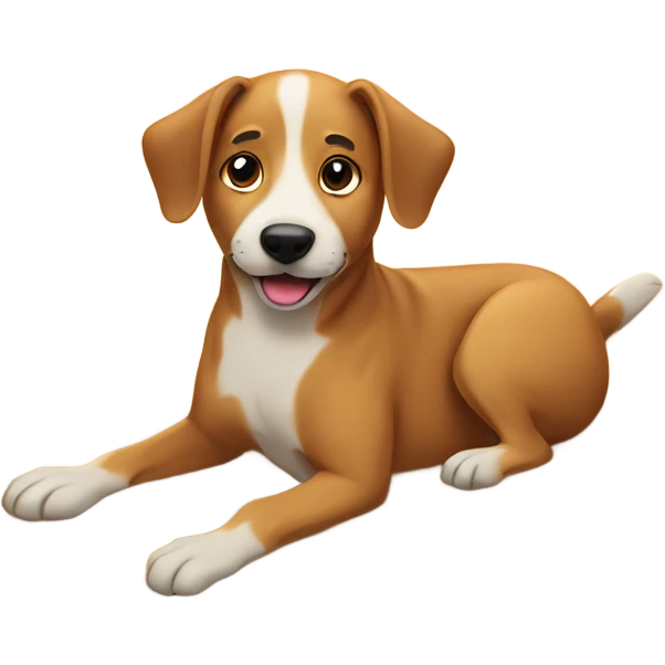 Dog sunbathing in the sand at the beach  emoji