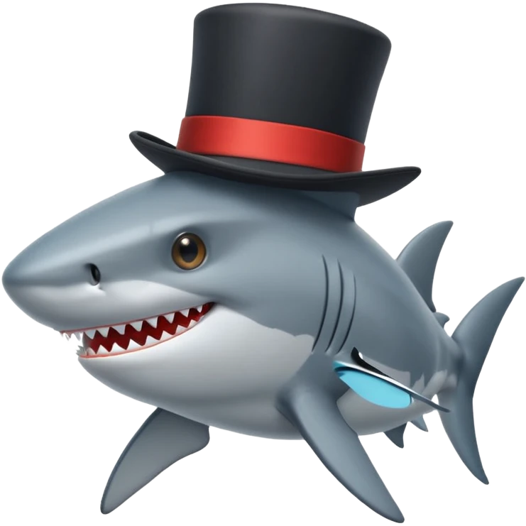 Shark with a top hat emoji