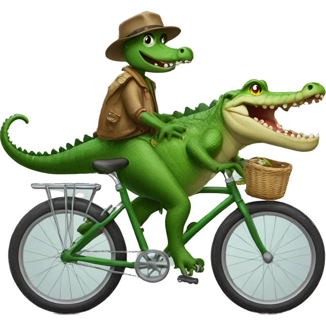 Crocodile riding bike emoji