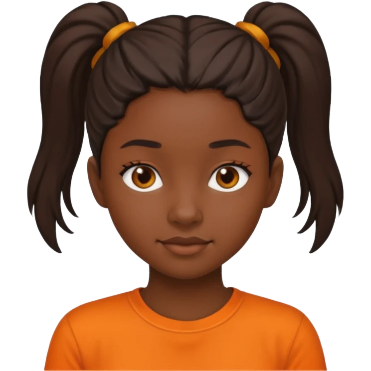 black girl with orange shirt and ponytail emoji