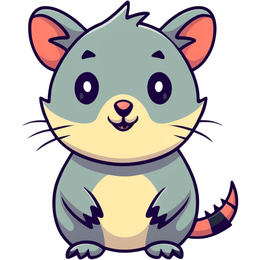 goth possum wearing a spiked collar, moody expression emoji