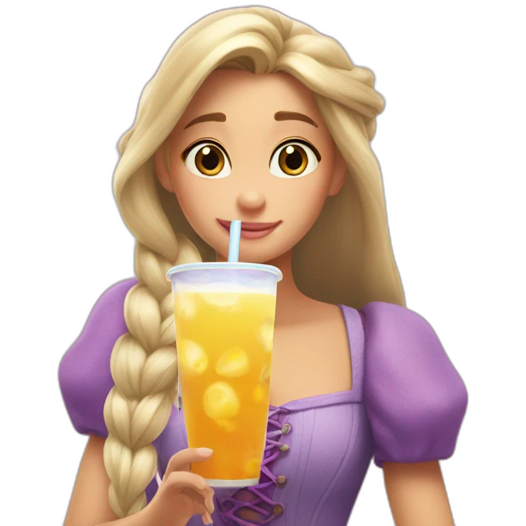 rapunzel drinking boba emoji