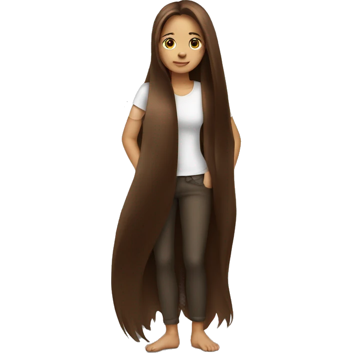 Girl with very long brown hair emoji