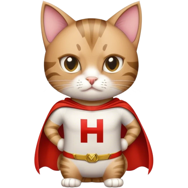 à super hero cat with a big H on his shirt  emoji