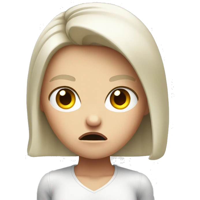 angry white girl showing disapproval with hand  in front of her  emoji