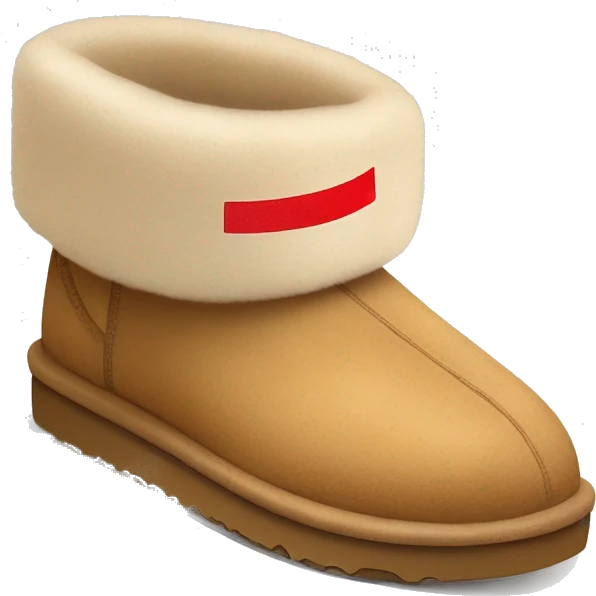 Ugg platform camel colored slipper with thin red line on the cuff emoji