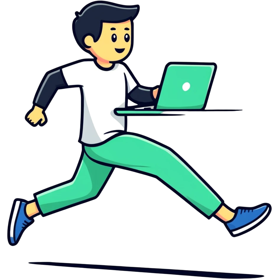 Me running with a laptop emoji