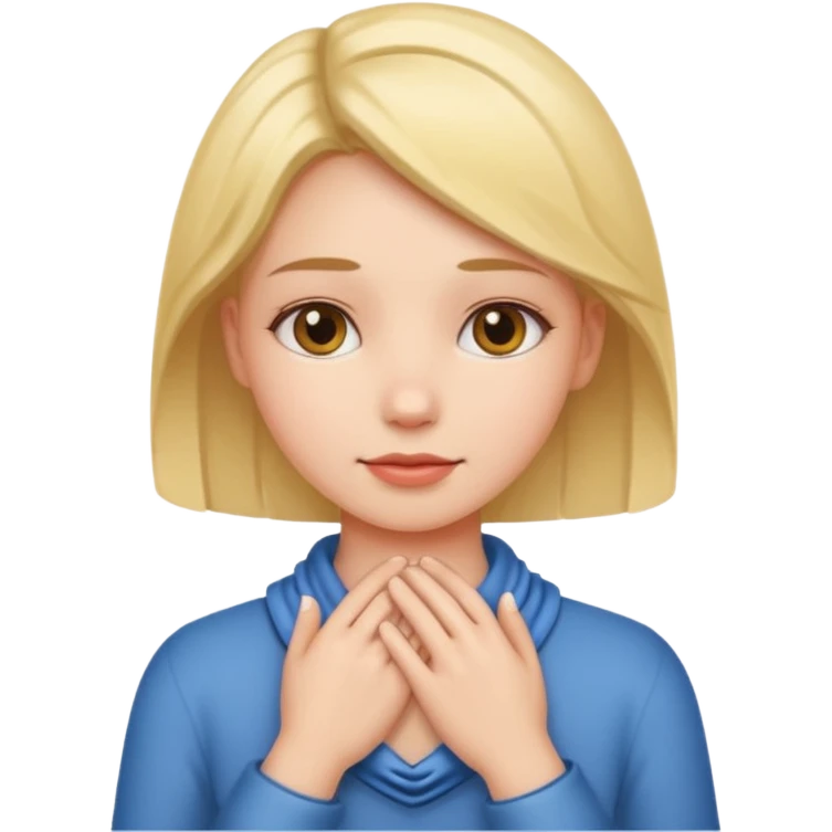 Girl holding hands around neck emoji