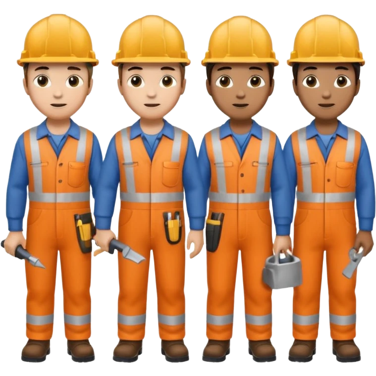 group of multiracial railway engineer standing full body emoji