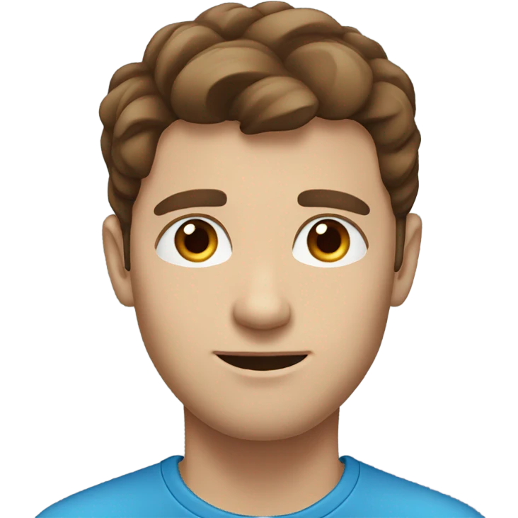 man with brown hair and blue eyes standing on a beach  emoji