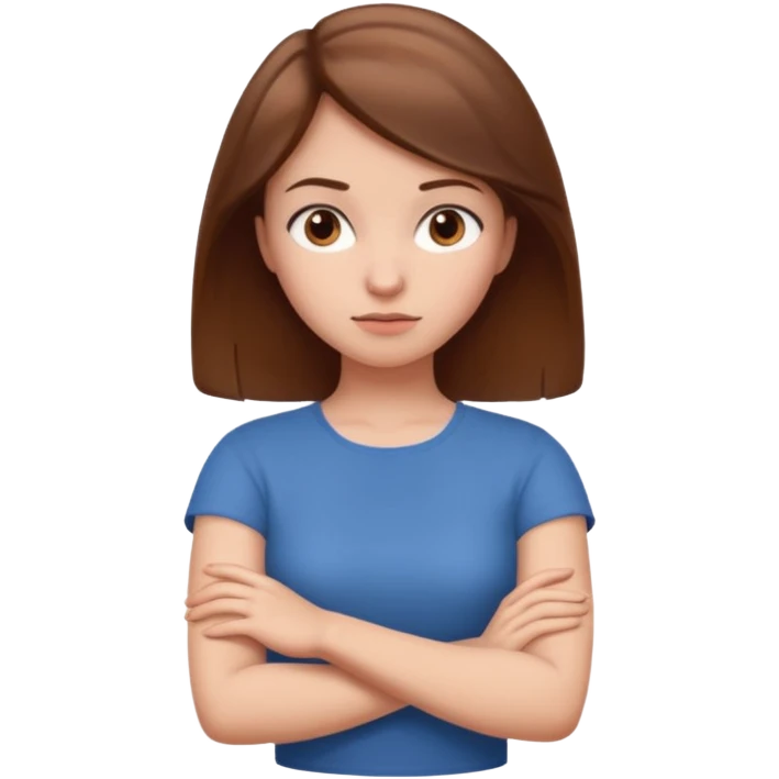 팔짱끼고 갸우뚱하는 궁금함이 많은 젊은 여성 emoji