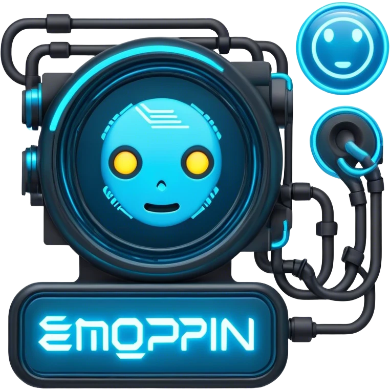 cyberpunk style blue neon system code emoji