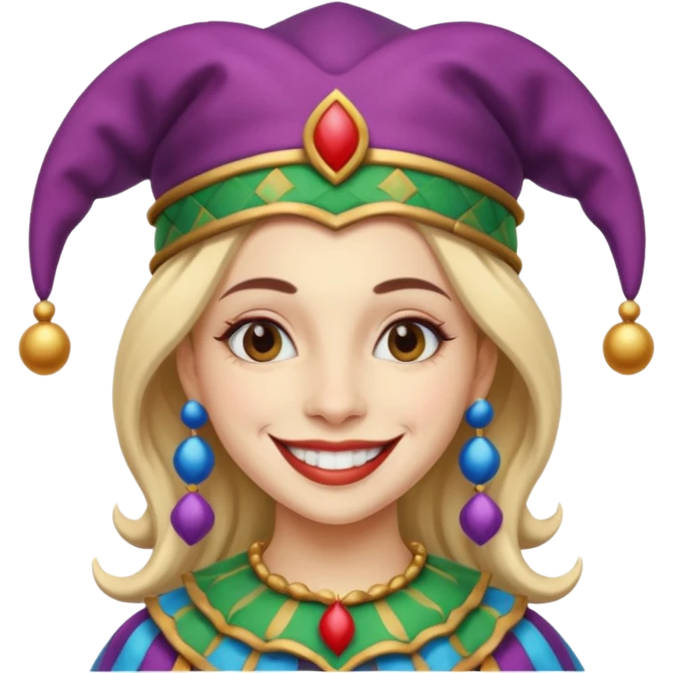 Jester female, black and white emoji