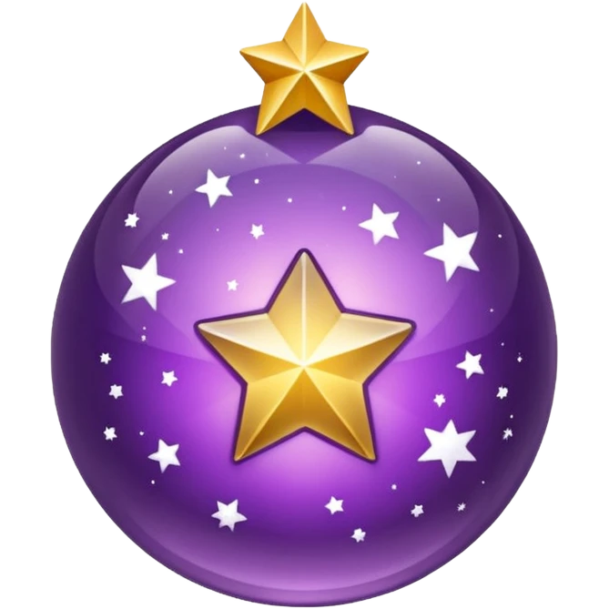 Bola de cristal roxa com estrela dourada brilhante dentro emoji