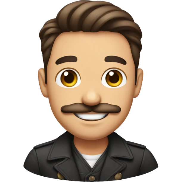 handsome smiling brunette man with mustache holding infant emoji