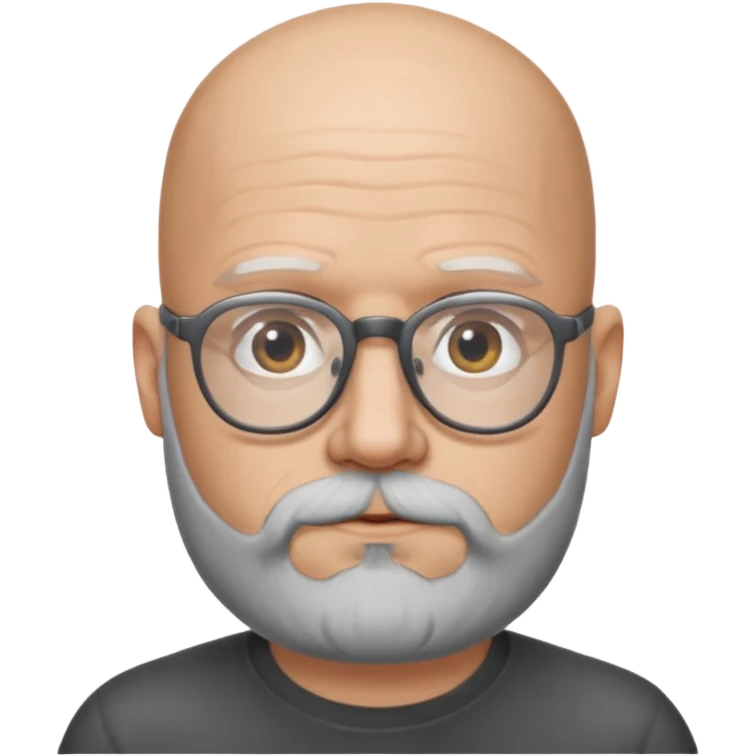 Bald man with salt and pepper beard and glasses emoji
