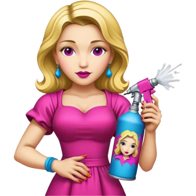 emoji della madonna vestita di fucsia con una bomboletta spray per fare i grafiti
 emoji