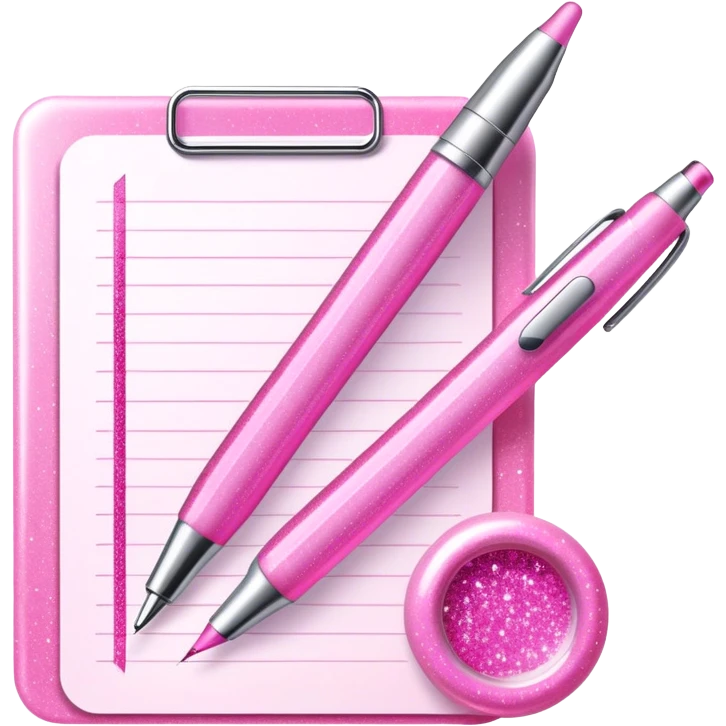 Pink glitter gel pen and stationery  emoji