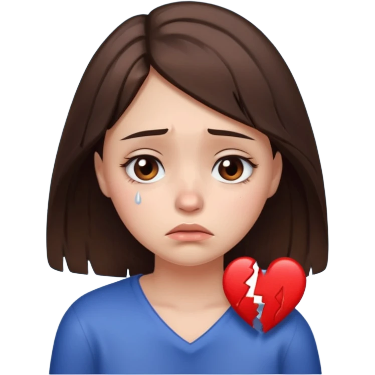 sad girl with broken heart emoji