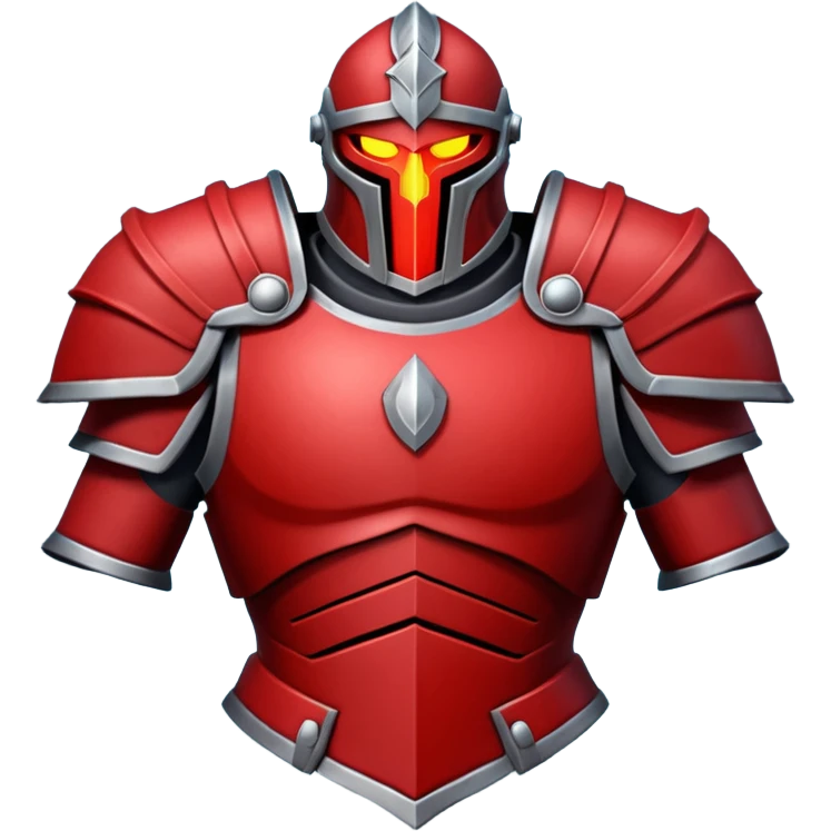 Ares war armor object icon, heavy Greek battle armor, dark steel and crimson red theme, massive shoulder armor, sharp edges, glowing red runes, intimidating design, 3D cartoon, mobile game icon style, centered, clean background, no text, no watermark

 emoji