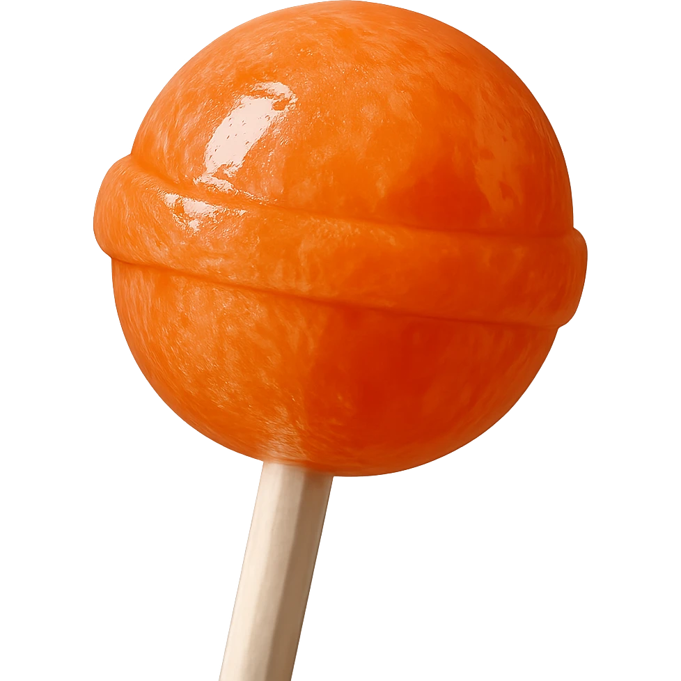 Change the lollipop color to orange in a realistic style, keep the background transparent. emoji