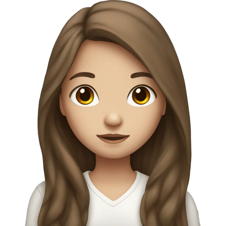 brown long hair, brown eyes, white skin girl emoji