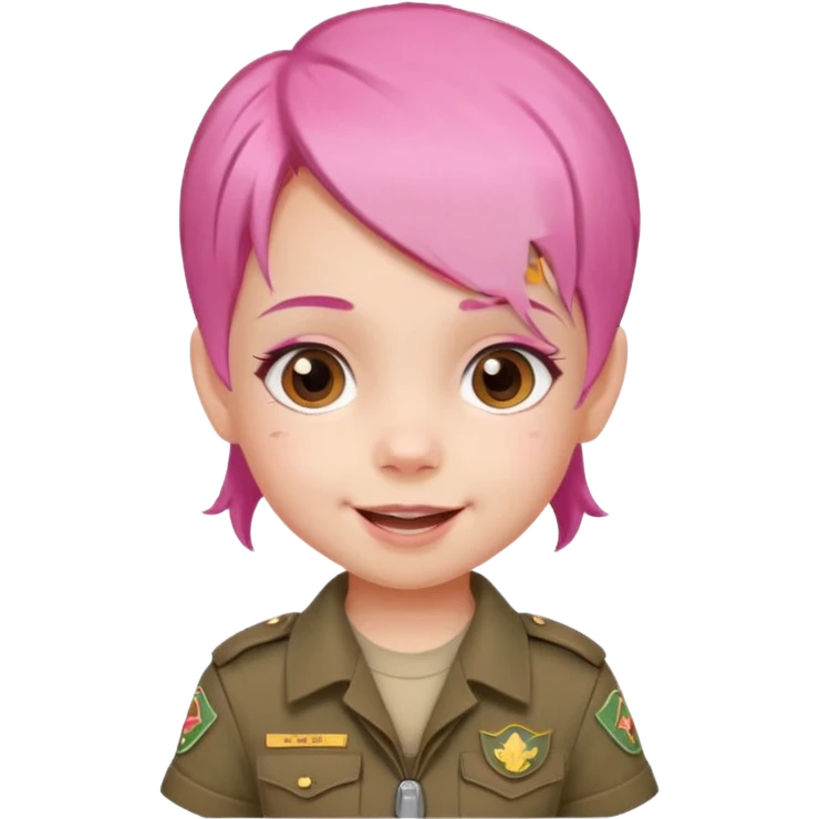 very small baby scout girl with pink hair emoji