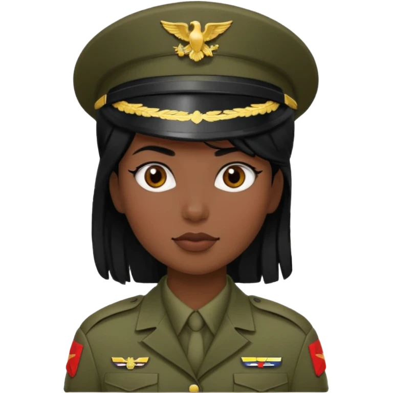 female soldier blac hair style emoji