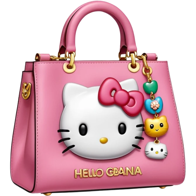 Ultra realistic dolce and Gabbana bag with a colorful trending hello kitty embellishment  emoji