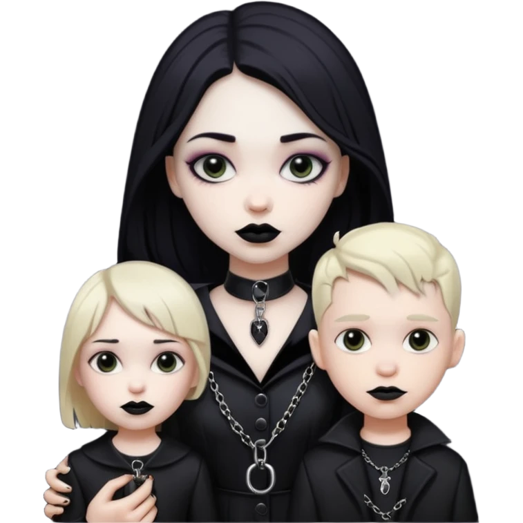 Fille Gothique qui tien un garçon en laisse emoji