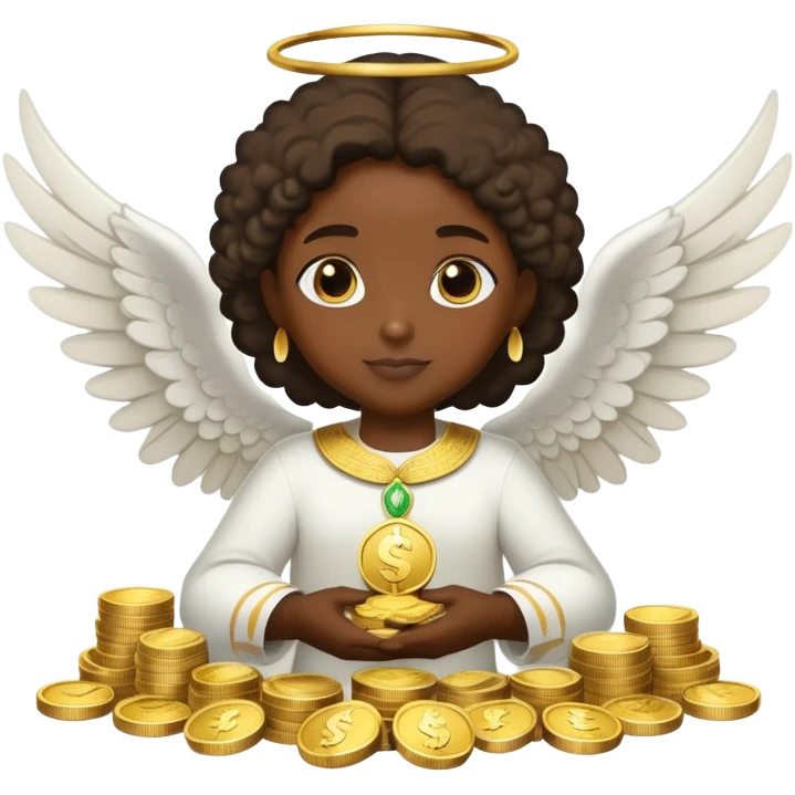 African American Angel with money emoji