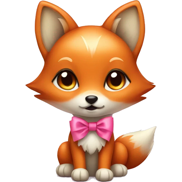 Cute fox with a pink bow emoji