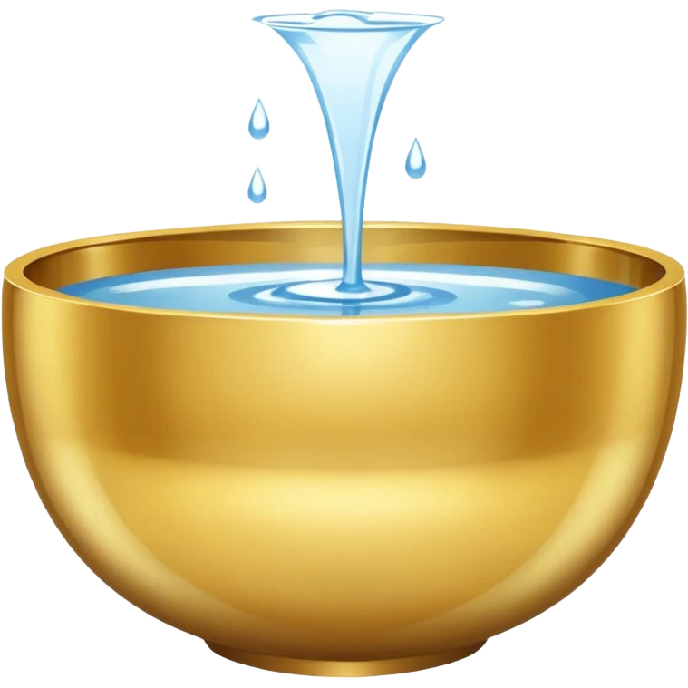 shiny gold bowl, top up inside view, full of water emoji