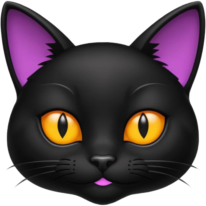 black cat head with a sly smirk, high contrast, playful expression, Twitch emote style emoji