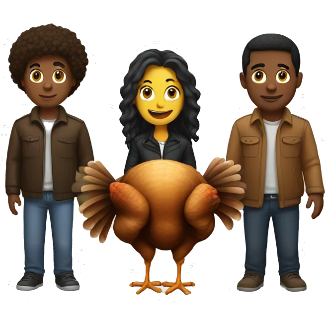 friends and turkey emoji