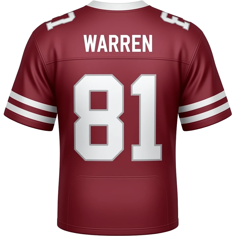 Number 81 maroon football jersey with Warren on the back in white number and letters emoji