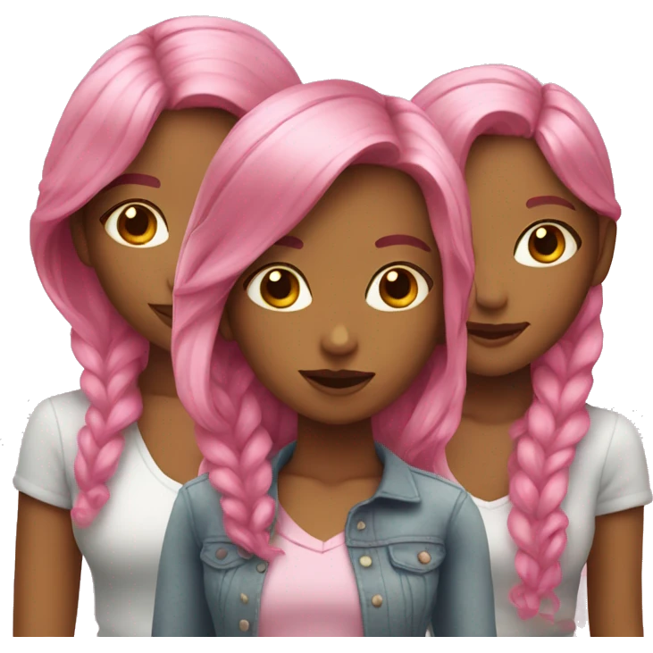 three girls with pink hair emoji
