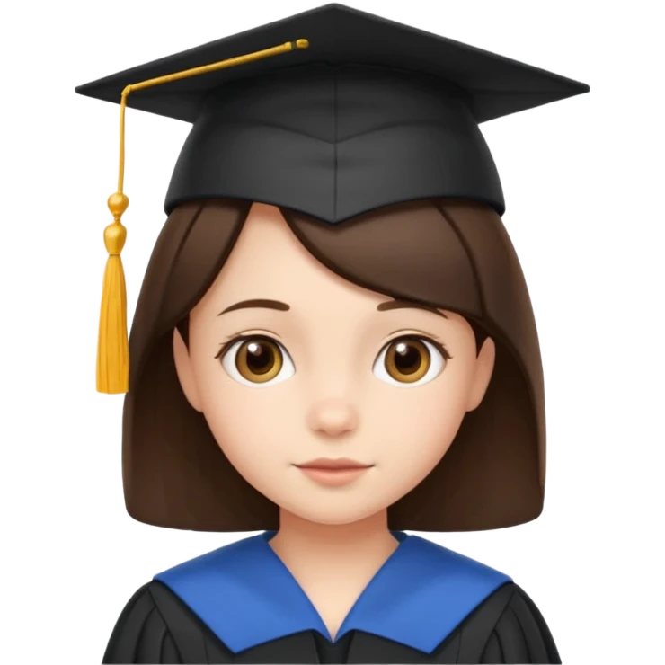 brunette child with graduation cap emoji