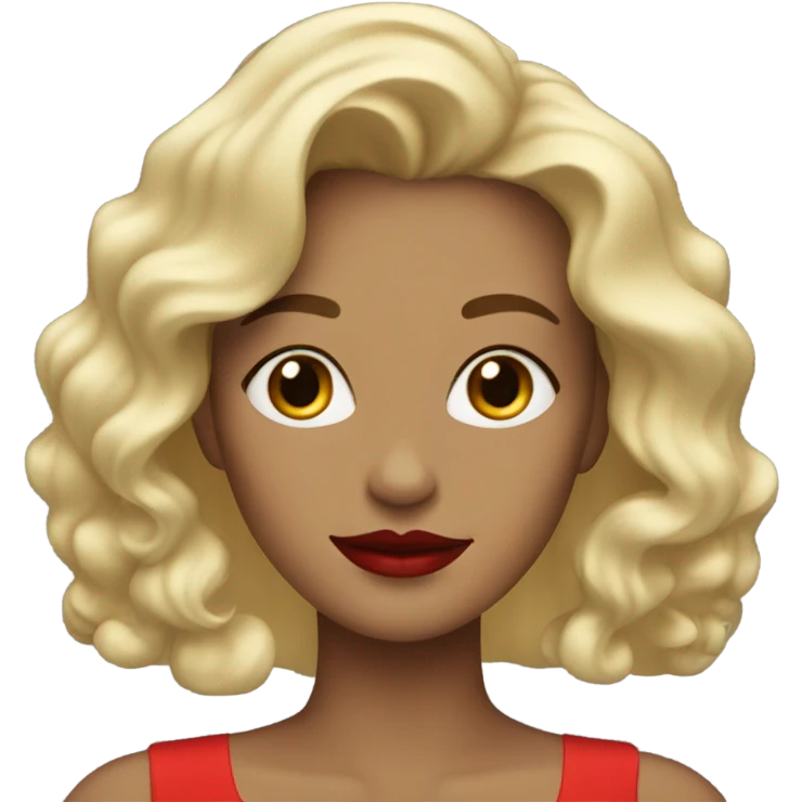 blonde woman with wavy hair wearing red lipstick emoji