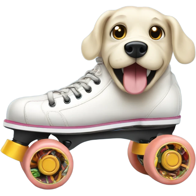Dog made of worms giving advice to anamorphic roller skate  emoji
