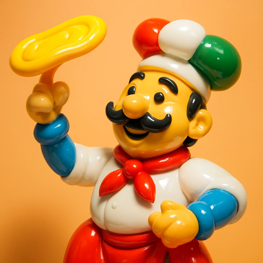 smiling Italian chef spinning pizza dough emoji