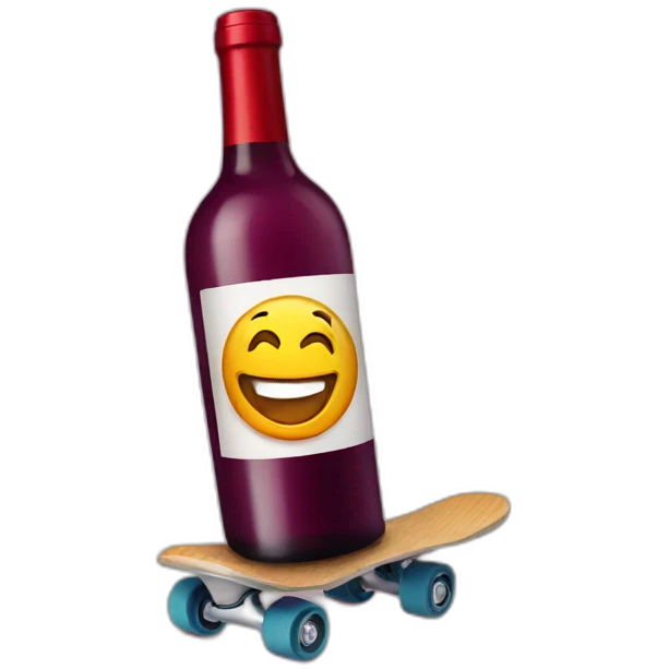 Wine bottle on roller skater emoji