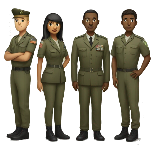 4 army people standing next to eachother emoji