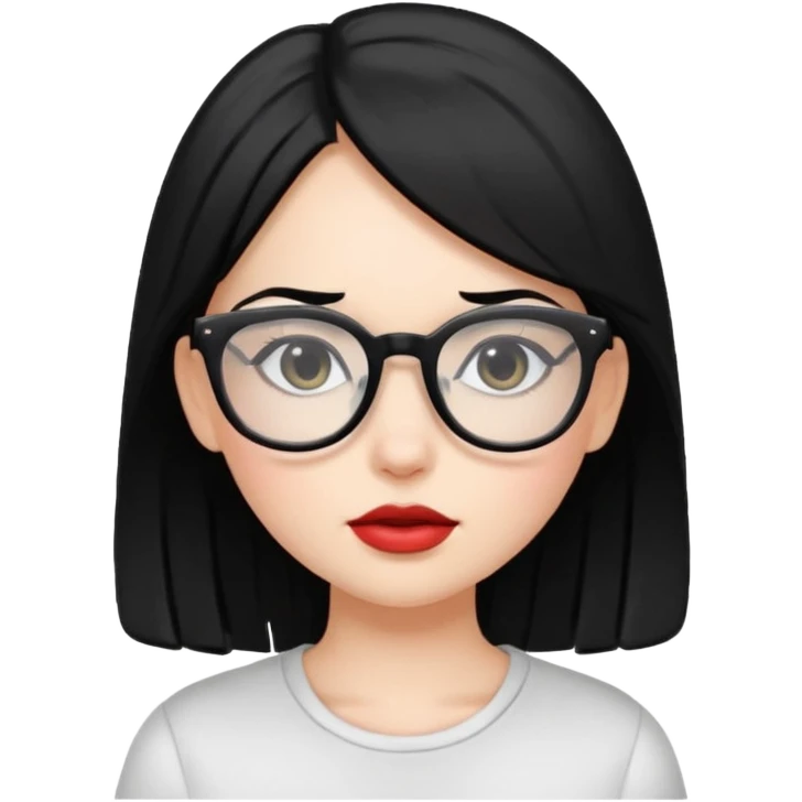 white baddie pretty girl with black hair and glasses emoji