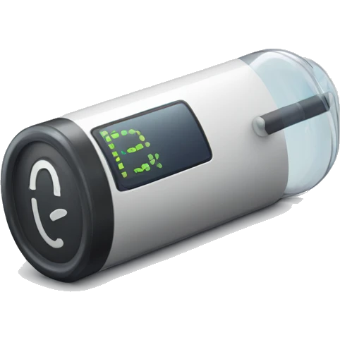 Small device with a large screen. On the screen is a steady graph. Attached to the device is a thin clear tube. emoji