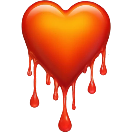 bleeding red heart shape glowing red-orange emoji