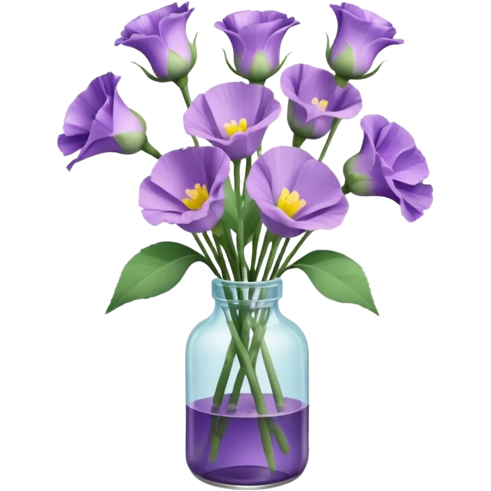 bouquet of realistic eustoma 11 in a bottle emoji