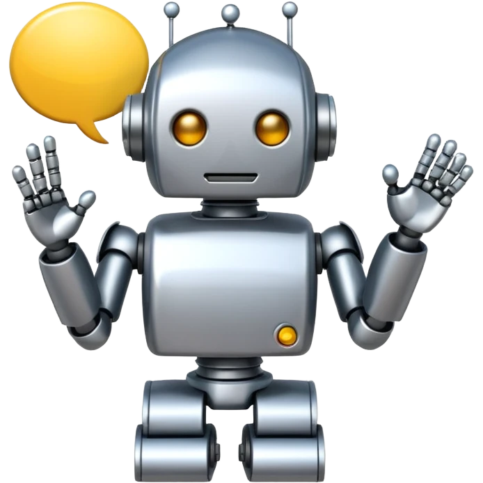 robot with a speech bubble emoji representing LLM emoji